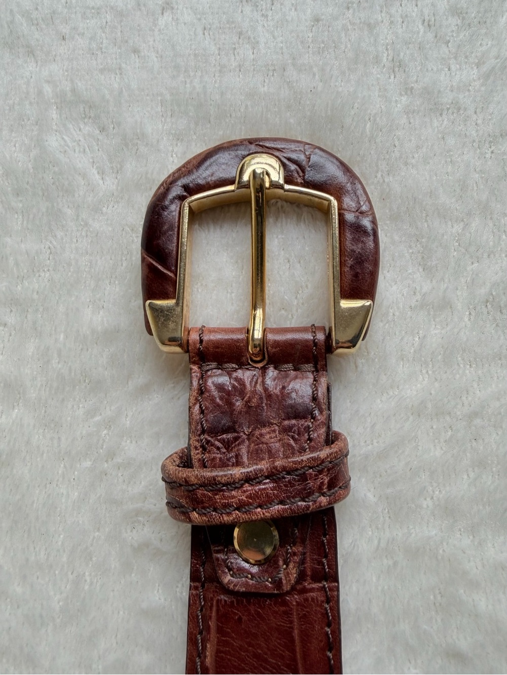 Genuine Croc-Embossed Brown Leather Belt - JPL - Picture 2 of 11